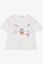 Girl's Crop T-Shirt Happiness Themed 8-14 Years, Ecru - 3