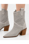 Handy Women's Western Cowboy Heeled Suede Laser-Cut Perforated Summer Boots—White - 2
