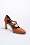 Alegra Tan Color Double Banded and Buckle Women's Heeled Shoes - 8