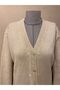 Beaded Knitwear Stylish Patterned Mother's Cardigan with Pearl Detail / Cream - 4