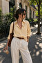 Yellow Gingham Long Sleeve Women's Shirt Mg2386