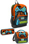 Kids Gray Orange Gamer Patterned 3-Piece School Bag Set SET0123746