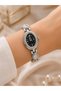 Women's Wristwatch Oval Case Silver Color Metal Band Quartz Analog Special Gift Boxed - 5