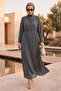 Pleated Limelda Chiffon Hijab Dress - Smoked - 2