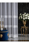 Tulle Curtain with Geometric Pattern, Non-Iron, 1E 2.5 Layers, Normal Pleats, Suitable for Living Room, Kitchen, Balcony and Rooms.