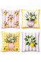 Ays Home Pink Yellow Lemon 4-Piece Garden Home 4-Piece Cushion Cover Set (43X43) - 2