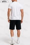 Limited Edition Printed Cotton Fabric Men's White T-Shirt-Black Shorts Set - 2