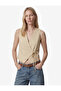 Viscose Fabric Double-Breasted Crop Vest with Tie Detail - 2