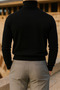 Men's Trend Winter High-Neck Burgundy Knitwear Sweater - 6
