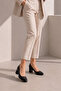 Black Genuine Leather Thick Heel Classic Women's Shoes - 4