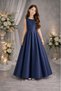 Girl's A-Line Pleated Sudem Model Plain Satin Long Dress Graduation Birthday Prom Dress