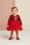Red Sequin Long Sleeve Baby Girl Dress - Berry