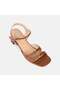 Women's Brown Square-Toe Double Buckle Heeled Leather Sandals - 7