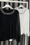 Collar Stone Embellished t Tulle Sleeve Blouse-Black Black - 8