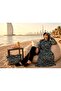 Mozaic Women's Short Patterned Zippered Full Covered Hijab Swimsuit Set of 3 - 8