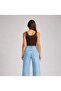Women's Brown U-Neck Crop Tank Top Stretchy Comfortable Fabric Lightweight Flowy Wide Strap Tank Top - 2