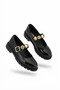 Okira Premium Black Patent Leather Oxford Ballet Shoes