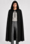 Black Hooded Halloween Witch Cape 120 cm - Halloween Vampire Dracula Costume Cape - 7