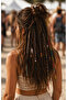 8-Piece Black Decorated Thick Detachable Rasta Braided Hair Accessory 25–30 cm