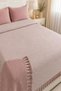 Hce |   Fringe Tied Bohemian Bedspread 1 Piece Modern Double Bedspread Pique 200X230 Decorative Double Bedspread Dusty Rose - 2