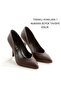 Stiletto Brown Leather - Medium Thin Heel, V-Shaped Toe Low-Cut Women's Shoes - 2
