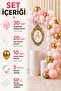 Balloon Chain and Gluing Set: 30 Macarons Pink + 20 Pastel White + 10 Chrome Gold Birthday Engagement - 2
