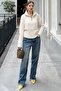 Ecru Stand Collar Zipper Detailed Knitted Sweater Mg2229