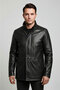 Men's Black Genuine Leather Button Coat