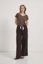 Armalife 045 cotton blend trousers with scarf accessory and elastic waist for women