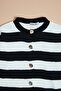 Striped Buttoned Girls' Knit Cardigan - 4