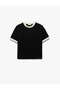 Cotton Short Sleeve Ribbed Piped Crew Neck Oversized T-Shirt - 4