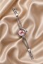 Elegant Silver-Tone Women's Wristwatch with Pink Dial and Handmade Woven Strap - 3