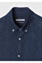 Indigo Plain Casual Fit Long Woven Casual 100% Linen Shirt - 8
