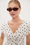 Polka Dot Pleated Blouse with Lace-Up Back - 2