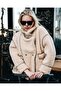 Women's Premium Quality Plush Coat with Piping and Belt Detail - 5