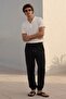 Men's Tight High Waist Black Sweatpants with Elastic Waist - 5