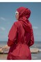 Long Hijab Swimsuit Set of 3 Burgundy Loose Fit - 3