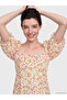 Original Square Neck Floral Slit Dress - 2