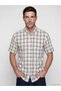 Lcwaikiki Classic Beige Standard Fit Plaid Poplin Men's Shirt