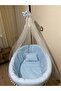 Baby Basket Crib Blue Pompom Sleeping Set - 4