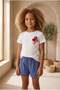 Girl's Floral Ice Cream Patterned Shorts Pajama Set