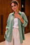 Oversized Linen Textured 100% Cotton Single Pocketed Loose-Fitting Shirt KGT-KU3435 - 5