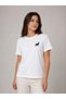 Women's Minimal Moose Logo T-Shirt Crew Neck Short Sleeve Summer T-Shirt - White - 4