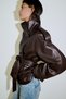 Bsk Faux Leather Mock Neck Lined Women's Leather Jacket Trench Coat - 3
