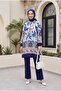 Floral Patterned Half-Button Cotton Viscose Tunic -Laci - 3
