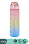 1000ml New Collection Double Color Polycarbonate Motivational Water Bottle with Straw and Strap, Suitable for Use with or Without a Straw, with Sticker Gift