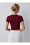 Women's 3-Pack Corded Fabric 100% Cotton Crew Neck Knit Ribbed Knit Cropped T-shirt - 3