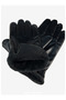 Men's Faux Leather Gloves with Fur Inside - 8