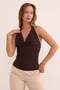 Halter Neck Degaje Collar Blouse - 2