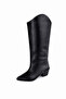 Leo Women's XL Cut Wide Toe Thick Heeled Boots C320-Black - 8